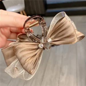 Luxury Sparkle organza brown bow hair claw in Bangladesh