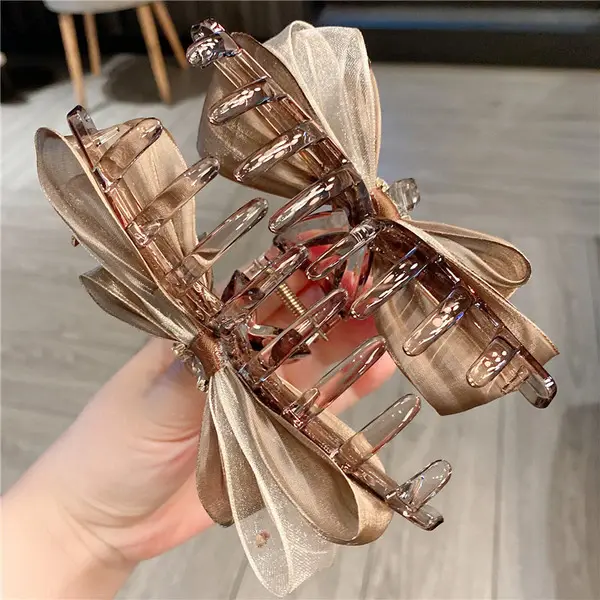 Luxury Sparkle Organza Bow Hair Claw Luxury Sparkle organza bow hair claw clip in Bangladesh