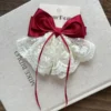 Cotton Butterfly Hair Bow – Elegant Lace Bow with Satin Ribbons