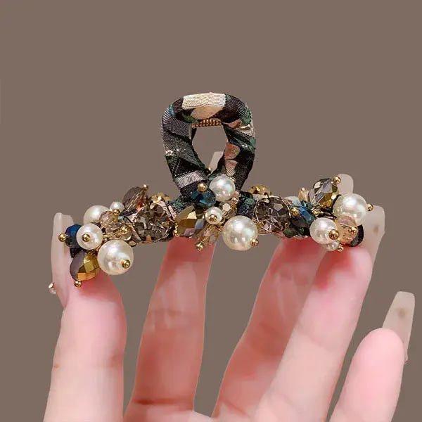 Crystal Pearl Embellished Hair Claw Crystal Pearl embellished hair claw for women