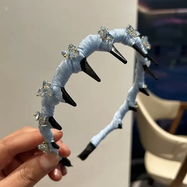 Crystal Spikes Headband – Luxury Hair Accessory for Women Crystal Spikes blue Headband in Bangladesh – Luxury Hair Accessory with Crystal Spikes