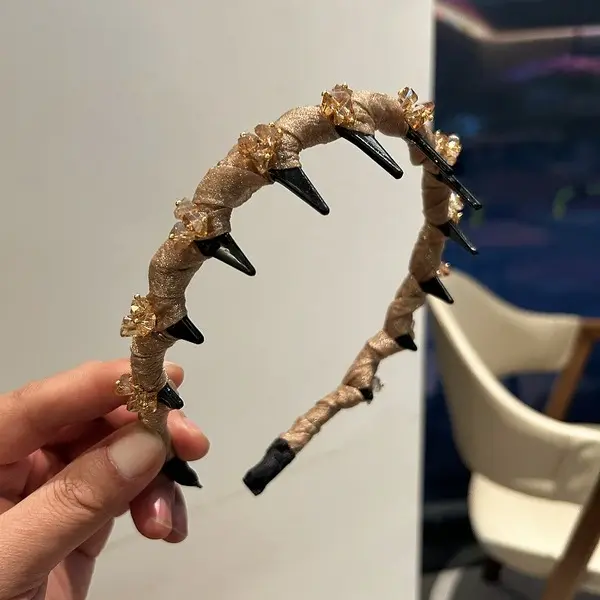 Crystal Spikes Headband – Luxury Hair Accessory for Women Crystal Spikes brown Headband in Bangladesh – Luxury Hair Accessory with Crystal Spikes