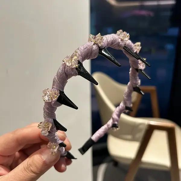 Crystal Spikes Headband – Luxury Hair Accessory for Women Crystal Spikes pink Headband in Bangladesh – Luxury Hair Accessory with Crystal Spikes