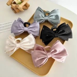 Elegant Sparkle satin bow hair claw in Bangladesh