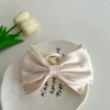 Elegant Sparkle Satin Bow Hair Claw white Elegant Sparkle satin bow hair claw in Bangladesh