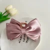 Elegant Sparkle Satin Bow Hair Claw Elegant Sparkle satin pink bow hair claw in Bangladesh
