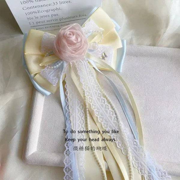 Rose Pearl Hair Bow Clip | Elegant Hair Bow for Girls & Women Hair bow clip for girls in Bangladesh - Rose Pearl