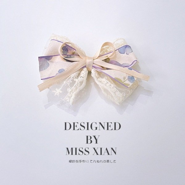 Sweet Blossom Hair Bow | Colorful Butterfly Bow for Women & Girls Korean Style Super Fairy Lace Floral Bow Hairpin Elegant High-grade Mori Style Girl's Back Head Duckbill Clip Headwear
