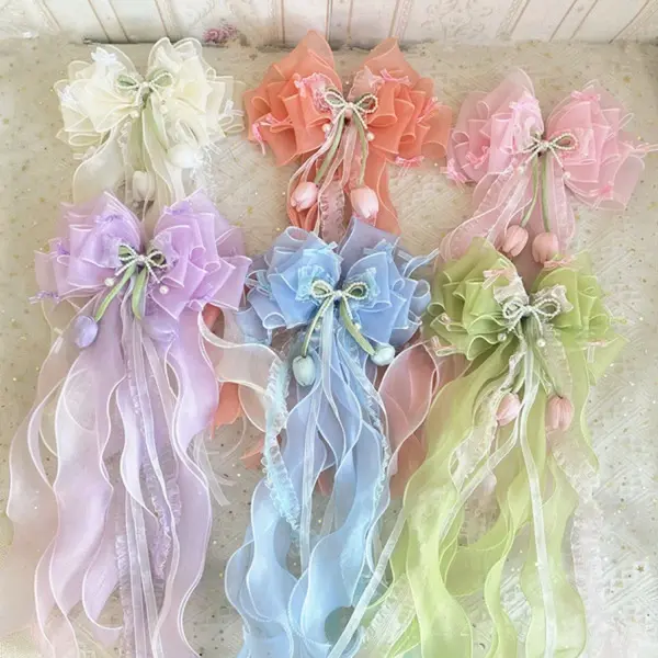 Lolita Lily floral ribbon bow clip in Bangladesh