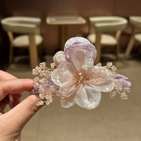 Luxe Flora Embellished Hair Claw Luxe Purple Flora embellished hair claw in Bangladesh