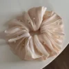 Pearl Dew Scrunchie – Elegant Pearl Hair Tie with beige Pleated Fabric