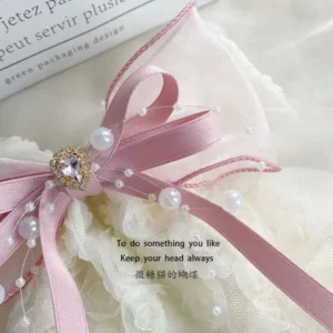Pink Dream Hair Bow – Elegant Flower Bow with Pearls & Ribbons