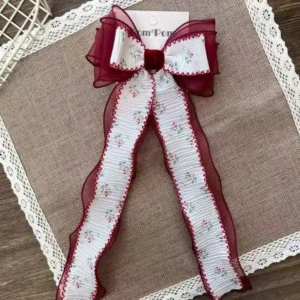 Retro Floral Ribbon Hair Bow Clip in Bangladesh