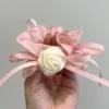Rose Cloud Scrunchie | Elegant Flower Hair Tie Rose Cloud pink Scrunchie – Elegant Flower Hair Tie with Ruffles