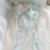 Rose Garden Hair Bow – Premium Flower Bow with Ribbons & Pearls