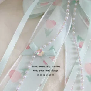 Rose Garden Hair Bow – Premium Flower Bow with Ribbons & Pearls