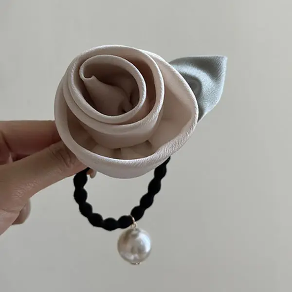 Rose Pearl Hair Tie | Elegant Flower Hair Rope Rose Pearl Hair Tie – Elegant Flower Hair Rope with Pearl Bead