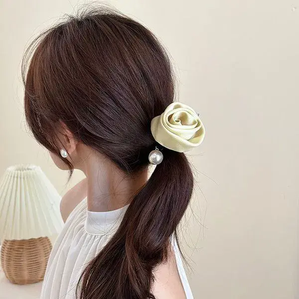Rose Pearl Hair Tie | Elegant Flower Hair Rope Rose Pearl Hair Tie – Elegant Flower Hair Rope with Pearl Bead