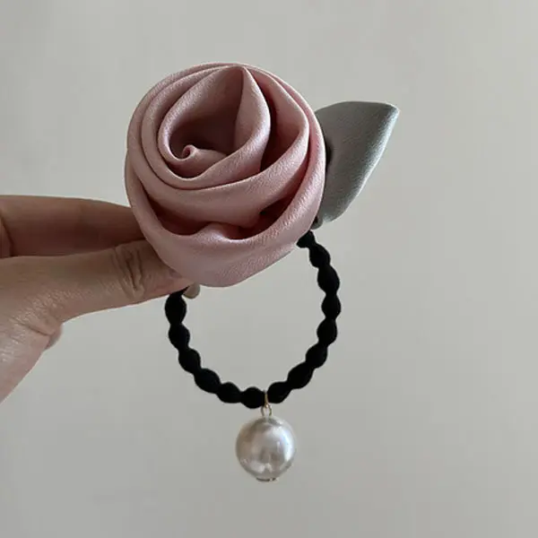 Rose Pearl Hair Tie | Elegant Flower Hair Rope Rose Pearl Hair Tie – Elegant Flower Hair Rope with Pearl Bead