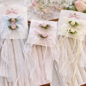 rose ribbon hair clip pair for girls