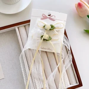 cute rose ribbon hair clips for girls