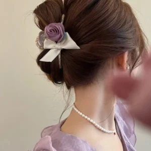 Rose flower bow hair claw in Bangladesh