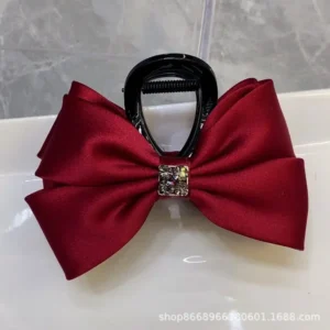 Ruby Black Elegance satin bow hair claw in Bangladesh