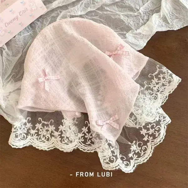 Lace Bow Bandana Scarf for Girls – Cute Hair Accessory lace bow hair accessory