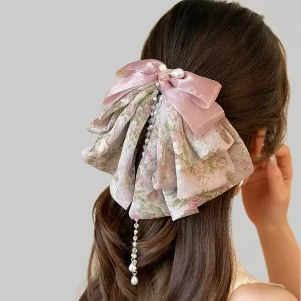 Sweet Tassel Hair Bow | Elegant Flower Bow for Women & Girls sweet tassel hair bow for girls in Bangladesh