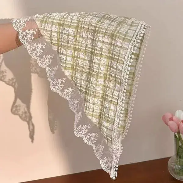 French Style Lace Triangle Scarf for Girls – Cute Bandana Hair Accessory triangle scarf for girls