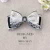 Black Swan Hair Bow – Elegant Black & White Hair Clip with Lace and Jewel