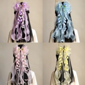 fairy ribbon bow hair clip for girls