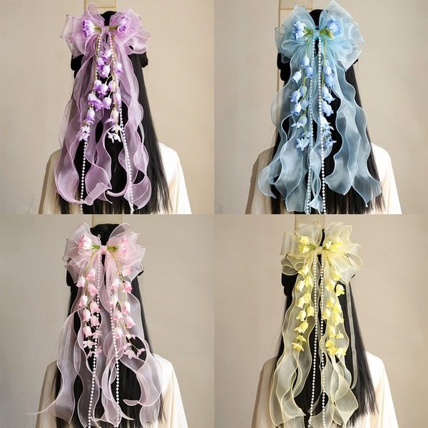 fairy ribbon bow hair clip for girls