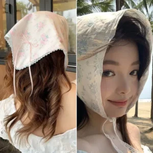 floral lace bandana bonnet scarf for girls