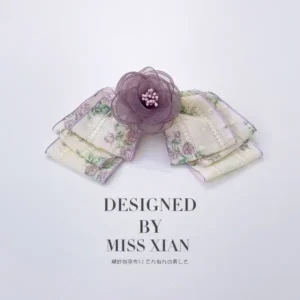 Floral Ribbon Bow Hair Clip with Flower by Miss Xian