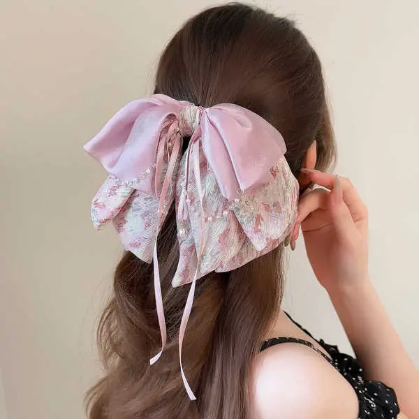 Large Ribbon Bow Chiffon Hair Claw | Pink Ribbon Accessory for Girls Large Ribbon Bow Chiffon Hair Claw – Pink Ribbon Accessory for Girls