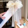 Pearl Bow Hair Clip – Hair Clip with Pearl Accents and Creamy Ribbon