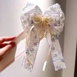 Pearl Knot Hair Bow – Floral Hair Bow with Pearl Accents