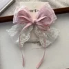 Pink Lace Bow Clip | Hair Accessory for Girls & Kids Pink Lace Bow Clip – Feminine Hair Accessory with Lace and Satin