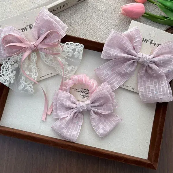 Pink Lace Bow Clip | Hair Accessory for Girls & Kids Pink Lace Bow Clip – Feminine Hair Accessory with Lace and Satin