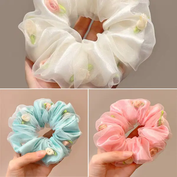 rose organza scrunchie bd for girls