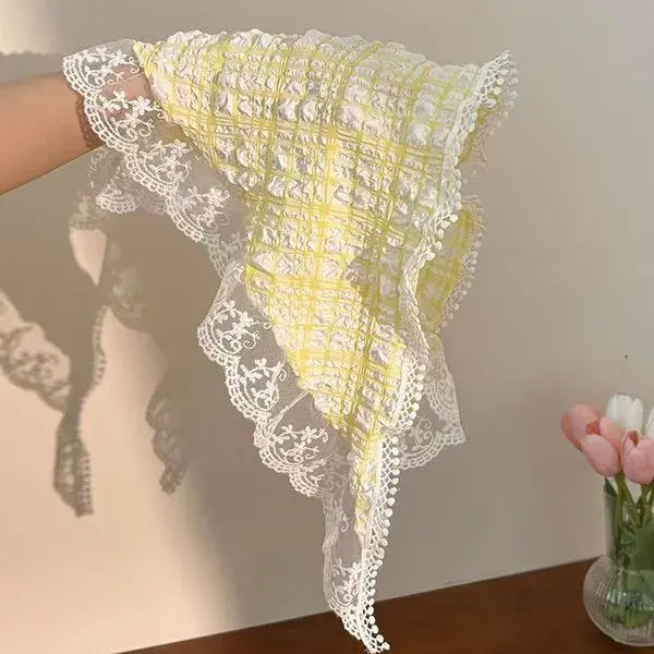 French Style Lace Triangle Scarf for Girls – Cute Bandana Hair Accessory bandana hair accessory for girls