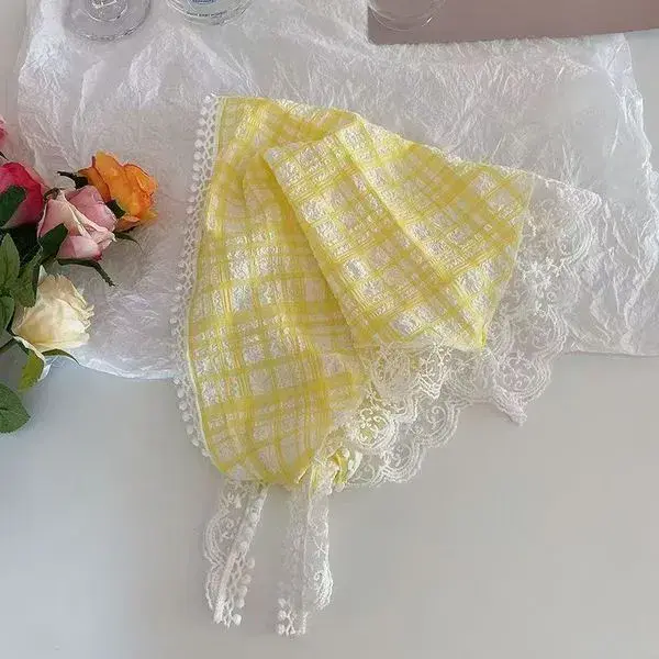 French Style Lace Triangle Scarf for Girls – Cute Bandana Hair Accessory cute lace triangle scarf for girls