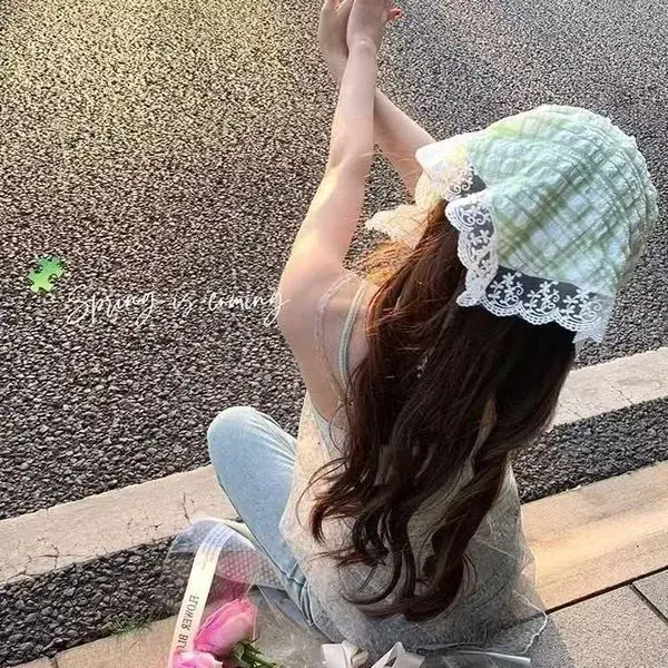 French Style Lace Triangle Scarf for Girls – Cute Bandana Hair Accessory lace triangle scarf for girls