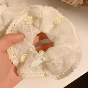white ring bow hair tie bd for girls