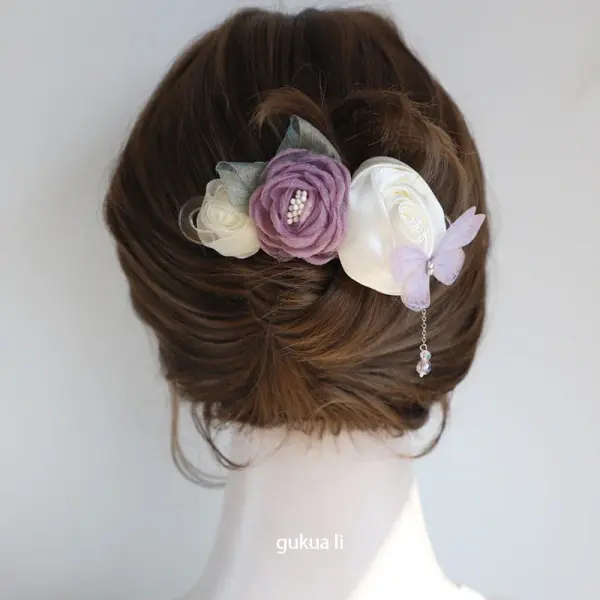Rose Butterfly Flower Hair Clip for Girls – Butterfly Hair Clips butterfly flower hair clip