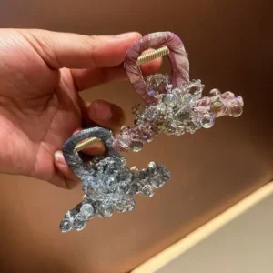 crystal flower claw hair clip for girls