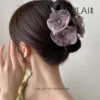 Organza Flower Claw Hair Clip for Girls – Rhinestone Hair Claw