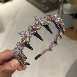 luxe crystal flower comb headband for girls