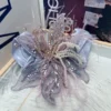 Pearl Floral Feather Scrunchie for Girls – Fairy Ponytail Hair Tie pearl floral hair scrunchie